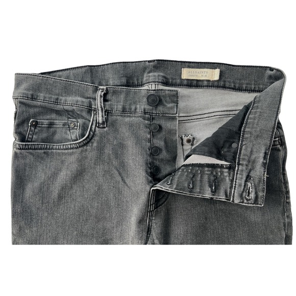 AllSaints Mens Jeans 30 Gray Grey Cigarette Fit Slim Stretch Denim Pants Casual - Picture 3 of 10